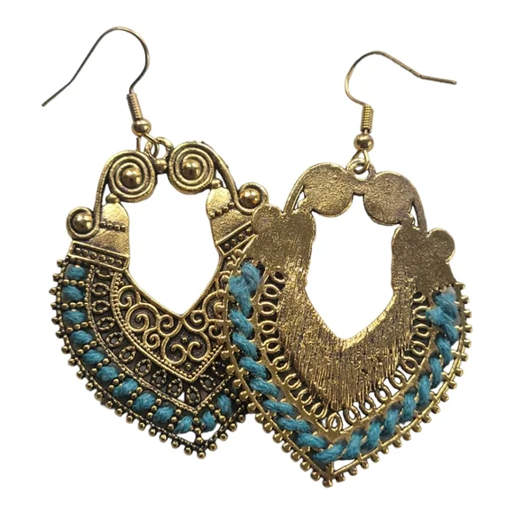 Retro Bohemian Alloy Turquoise Heart Shape Earring - Picture 3 of 6